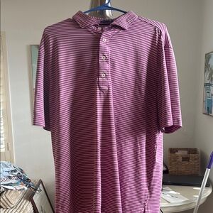 Men's Striped Purple Stitch Golf Polo